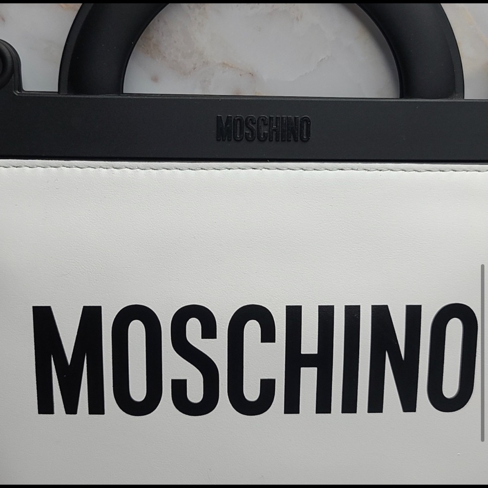 Moschino top handle mini shopper crossbody bag, belt bag or tote white. NEW!